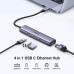 Ugreen Ethernet Adapter USB-C 3xUSB 3.0 Hub+RJ45 (60600) 